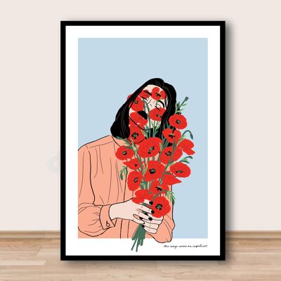 Poster A3 - Sei rot wie eine Mohnblume