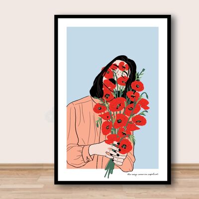 Poster A3 - Sei rot wie eine Mohnblume
