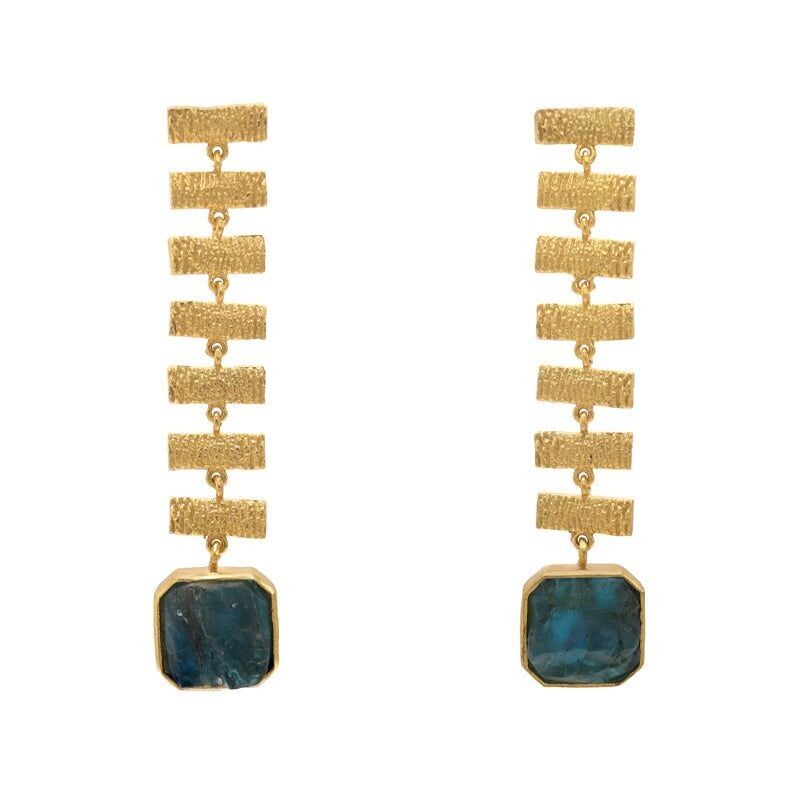 Pendientes Hiraya Azul Rough Apatite