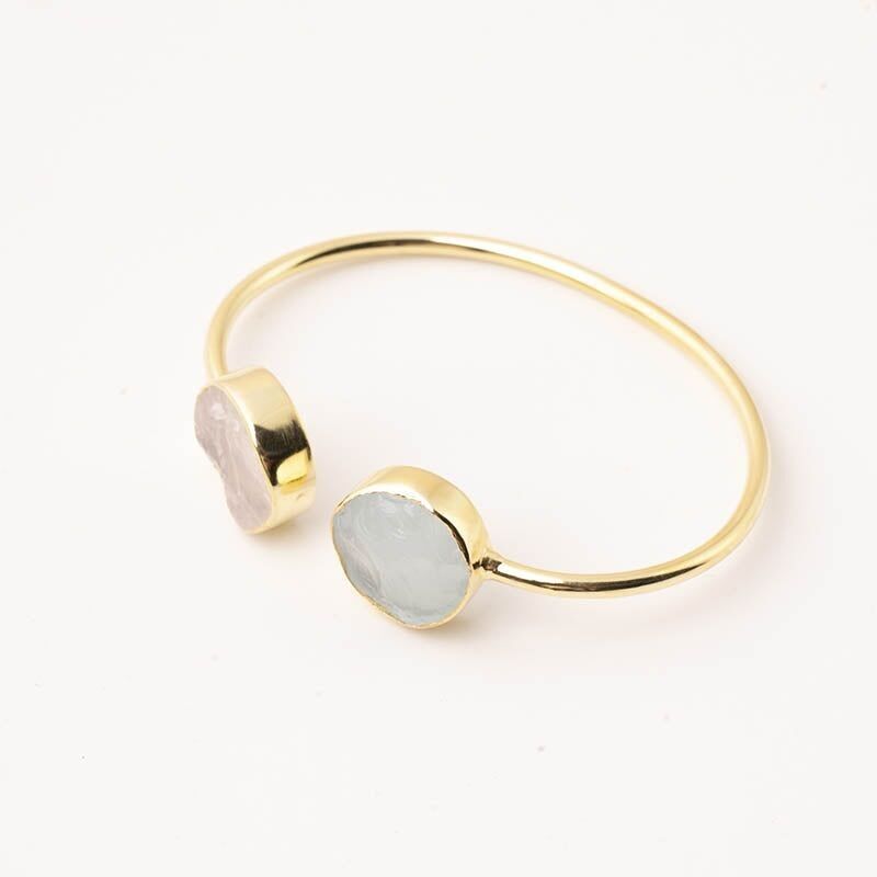 Kivi Ed Armband. Limitierter rauer Rosenquarz und Wassergrün