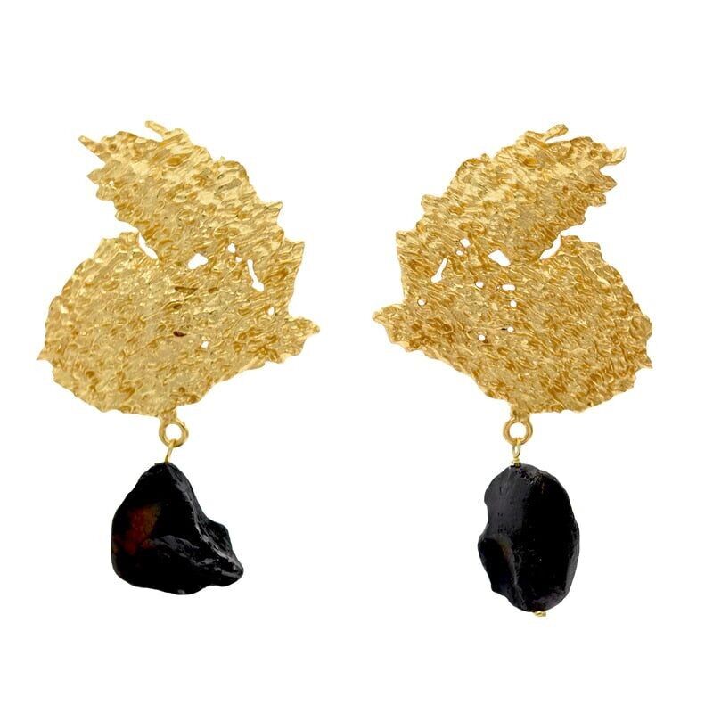 Geflügelte Ohrringe Ed. Limitiertes raues Schwarz