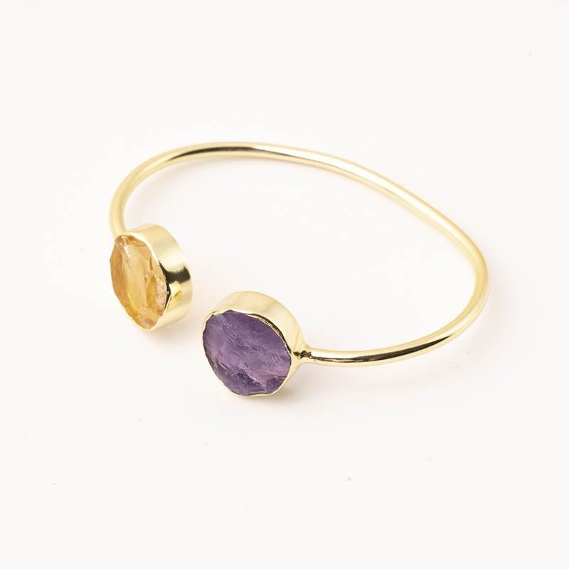 Kivi Ed Armband. Limitierter grober Senf und Amethyst-Lila