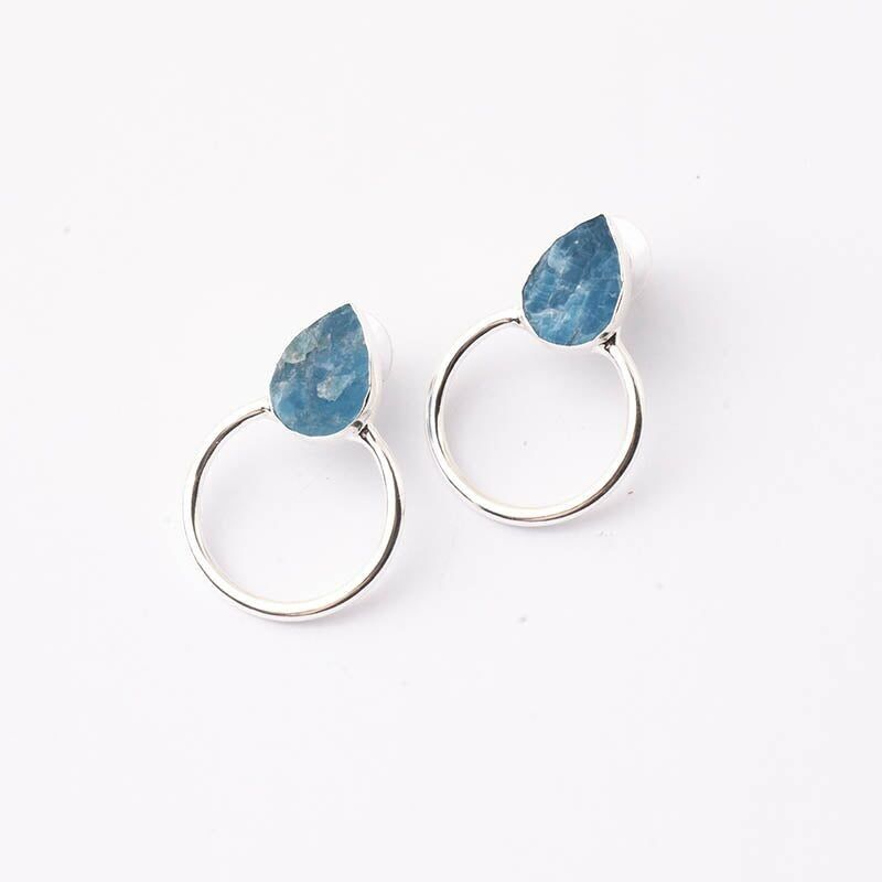 Mini Diwa Earrings Ed.Limited Rough Silver Blue Apatite
