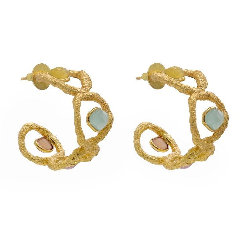 Mehrfarbige Wellen-Creolen