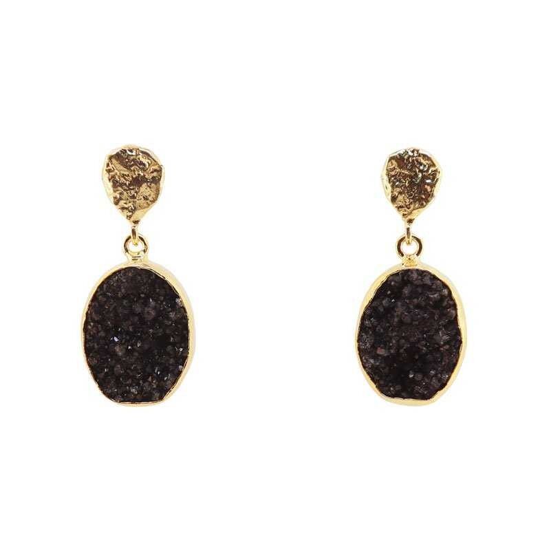 Schwarze ovale Ohrringe