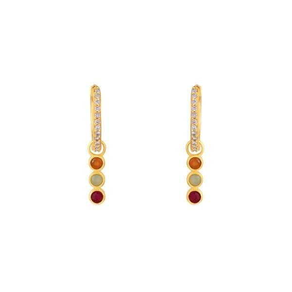 Orecchini a cerchio staccabili Sigra arancione, verde acqua e rubino