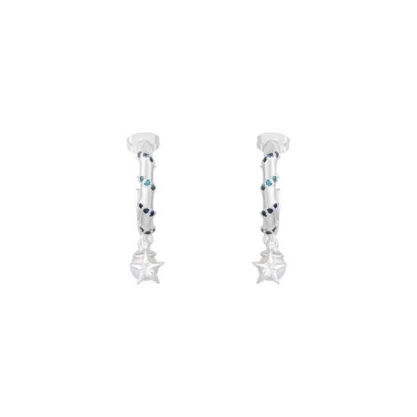 Orecchini Kirk in argento blu con cerchi