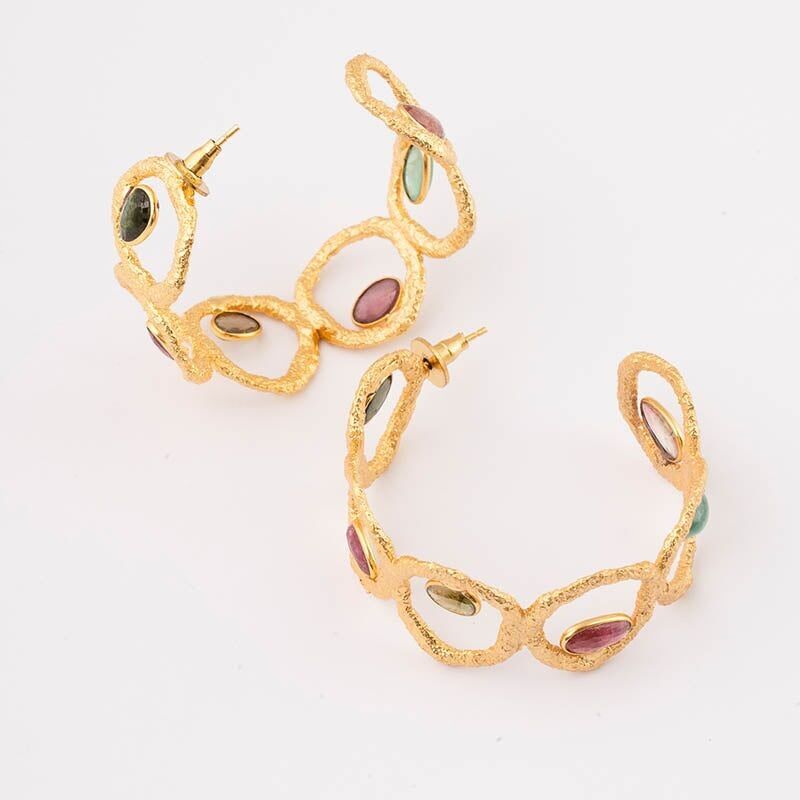 Wave Big Ed Creolen. Limitierte mehrfarbige Turmaline