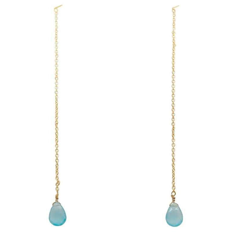 Orecchini a catena iconica blu acqua