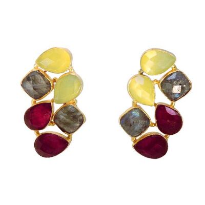 Pendientes Alaska Amarillo, Labradorita y Rubi