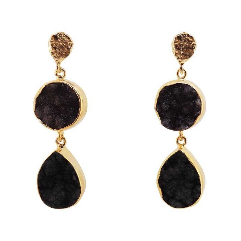 Schwarze Akanthus-Ohrringe