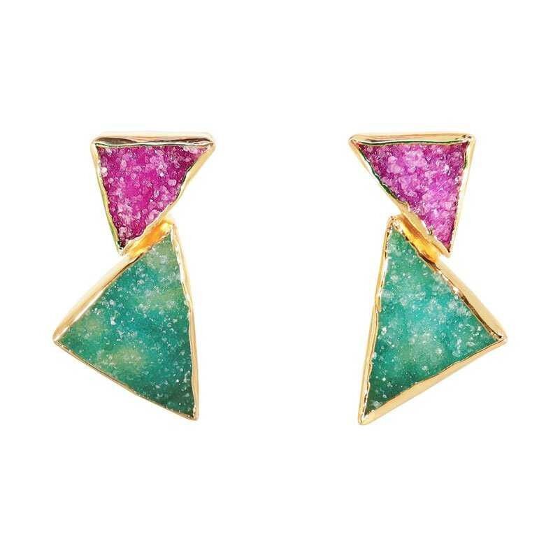 Debod Ohrringe Fuchsia Mo und Grün