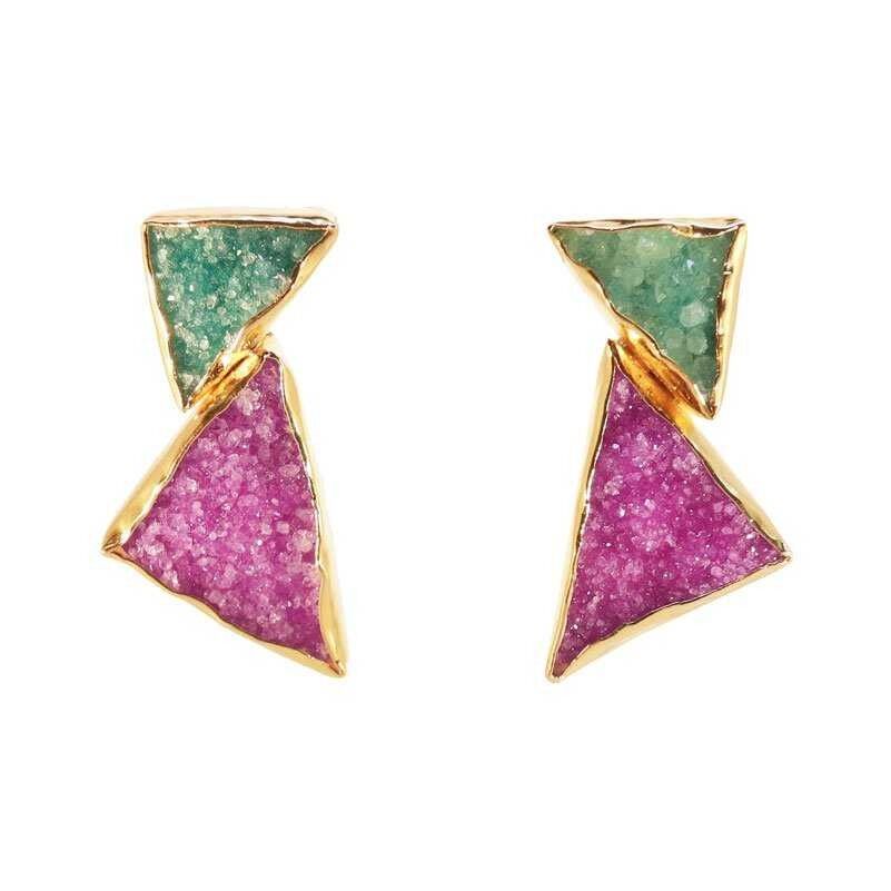 Grüne und fuchsiafarbene Debod-Ohrringe