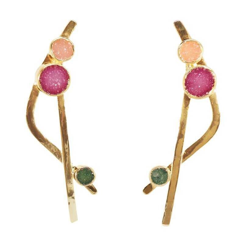 Callao-Ohrringe in Orange, Fuchsia und Grün