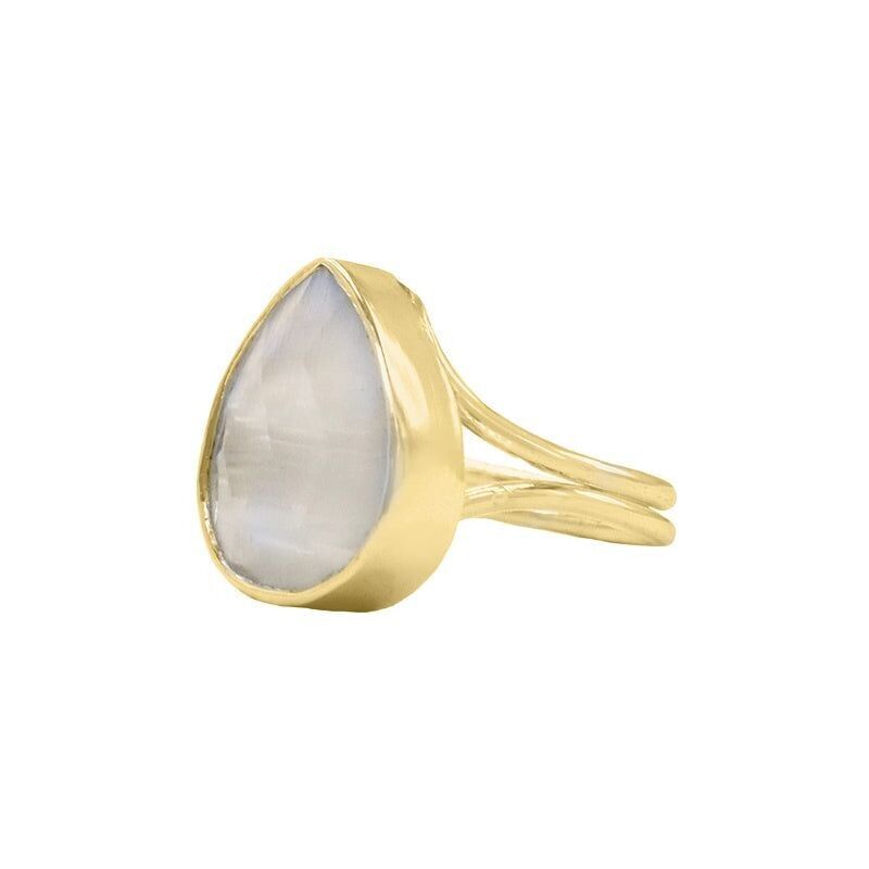 Caveto-Ring aus poliertem Mondstein