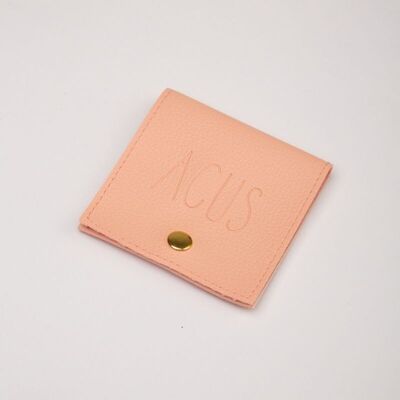 Salmon Pink Faux Leather Bag Button
