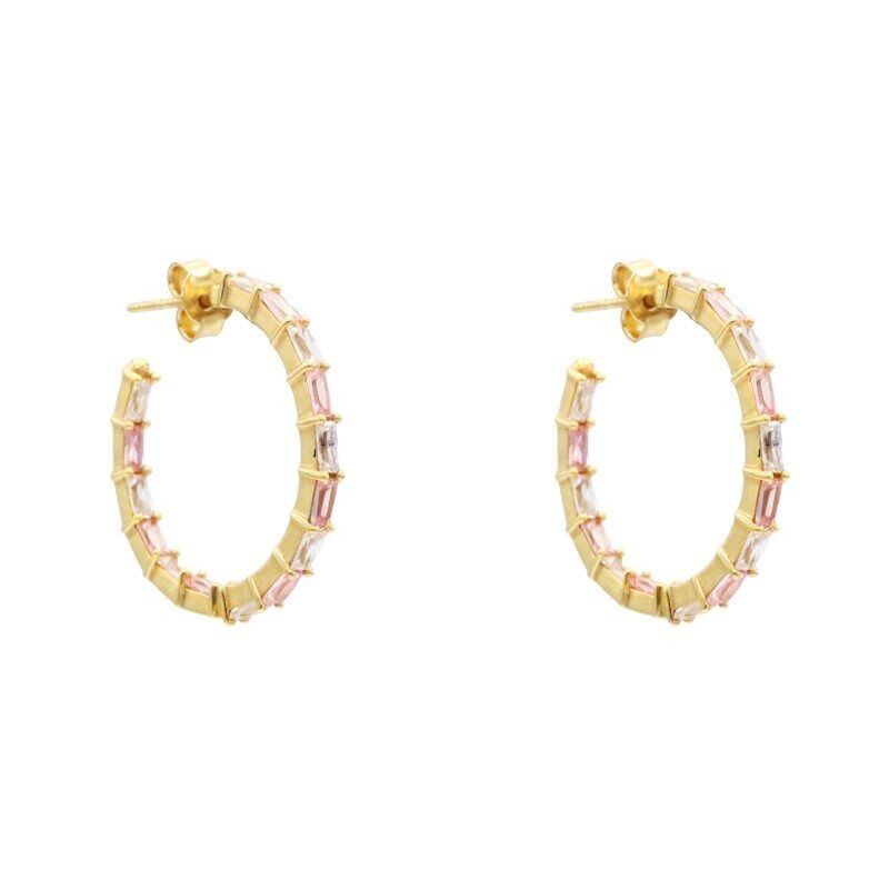 Orecchini a cerchi estetici Zc rosa e cristalli