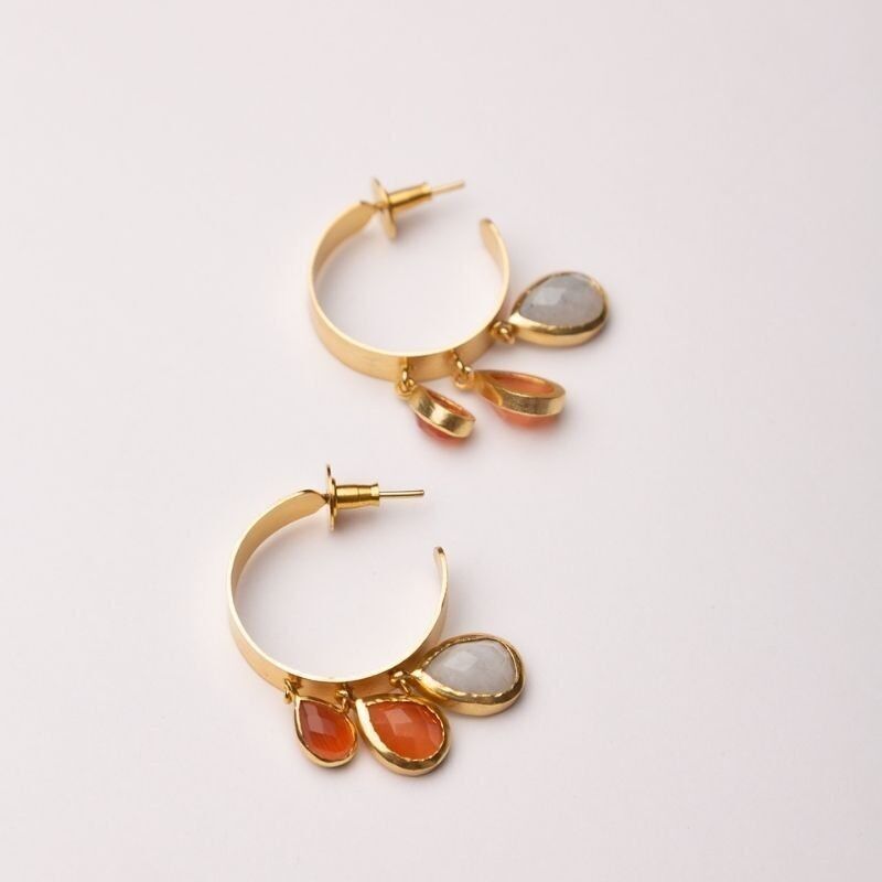 Orecchini a cerchio Ataraxia Ed. Arancione e Pietra di luna limitati