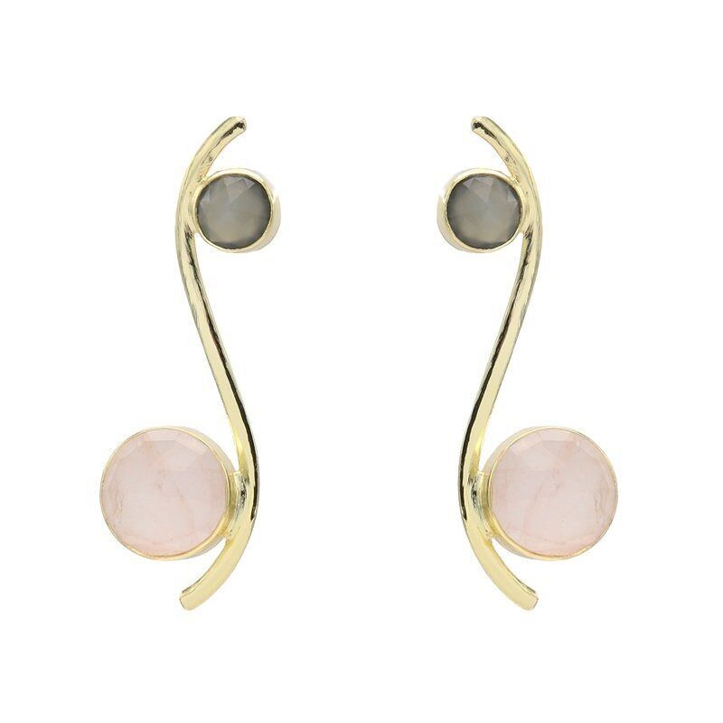 Graue und rosa polierte Isis-Ohrringe