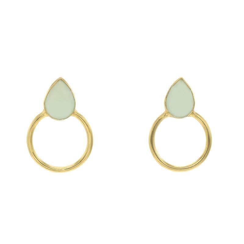 Mini-Diwa-Ed-Ohrringe. Limitierter polierter grüner Wasserchalk