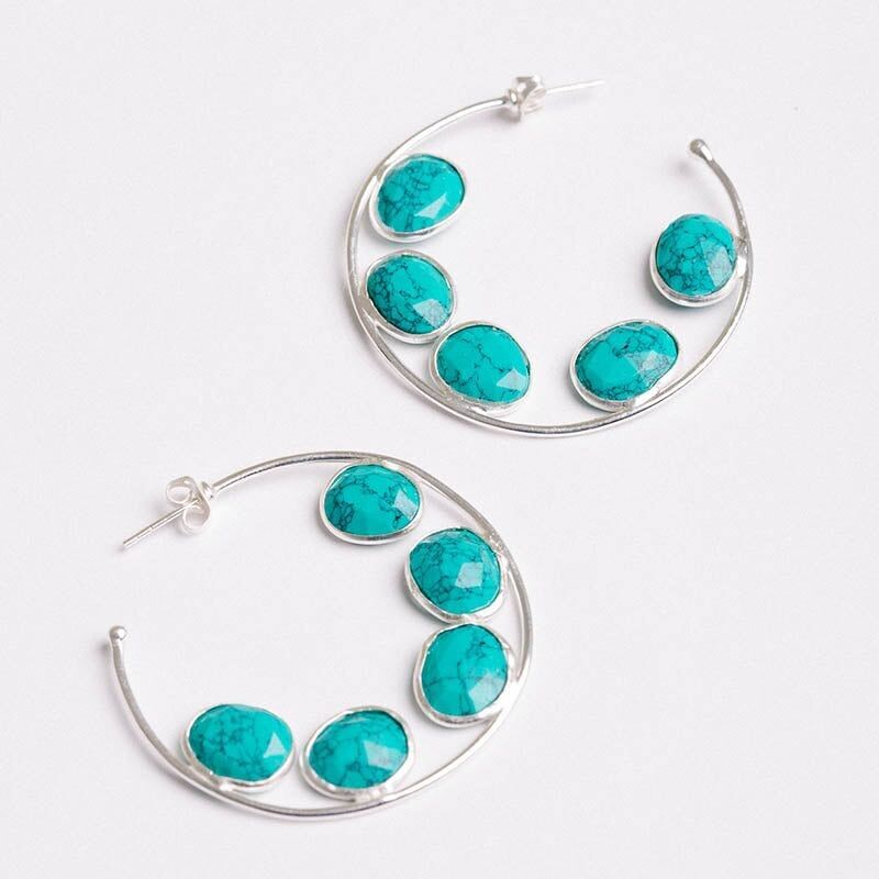Orecchini a cerchio Alba Small Ed. Turchese argento limitato