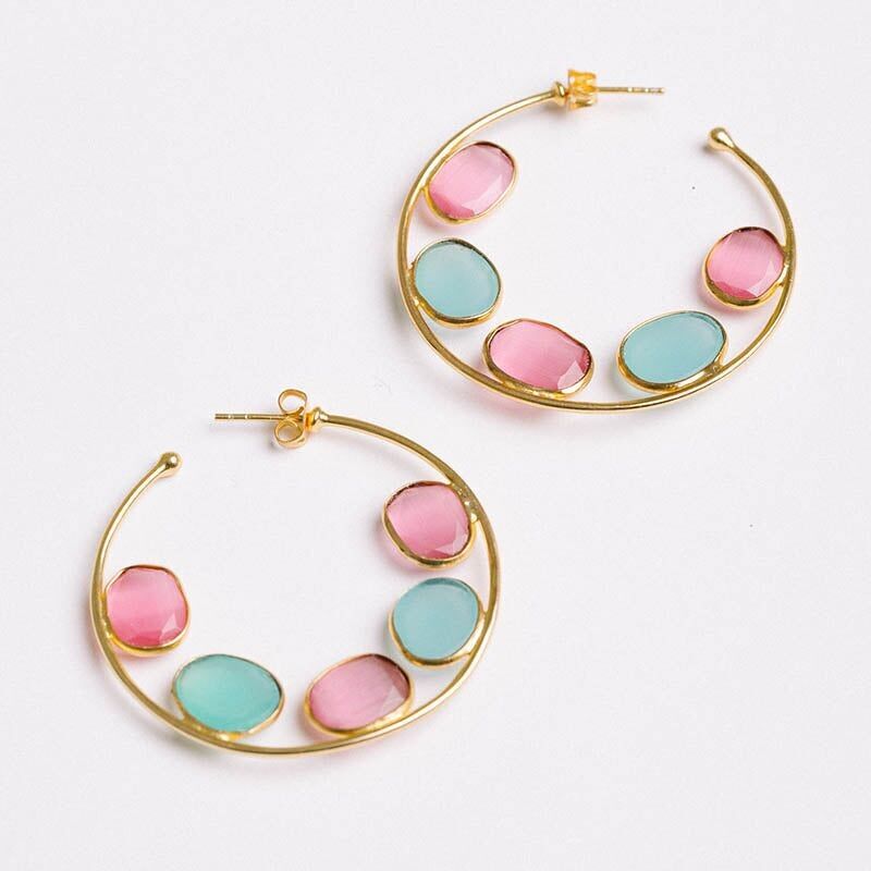 Orecchini a cerchio Alba Small Ed. Rosa e blu acqua limitati