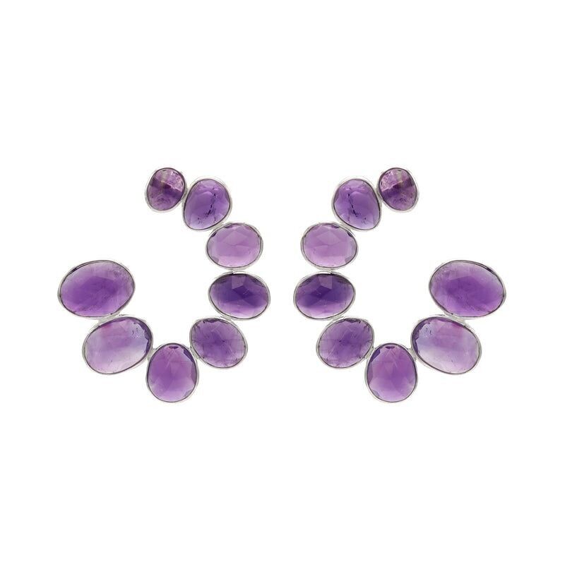 Orecchini con ametista viola argento deluxe arcobaleno