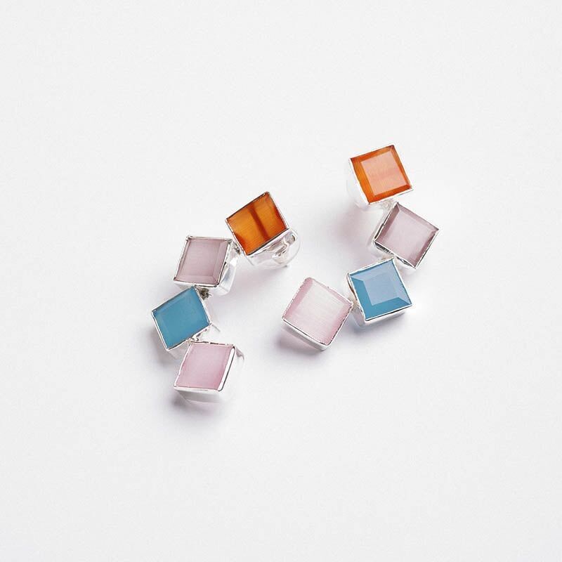 Kyoto Ed Ohrringe. Limitiertes Silber-Mehrfarben-Grow