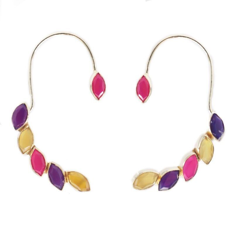Orecchini Earcuff Cometa Viola, Gialla e Fucsia