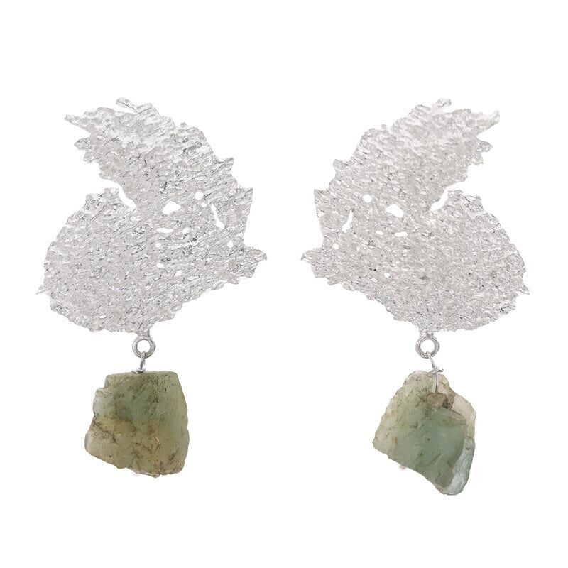 Orecchini Alati Ed. Acqua verde grezza argento limitata