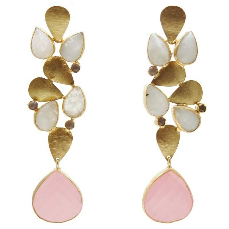 LAVENDER MONDSTEIN UND ROSA OHRRINGE