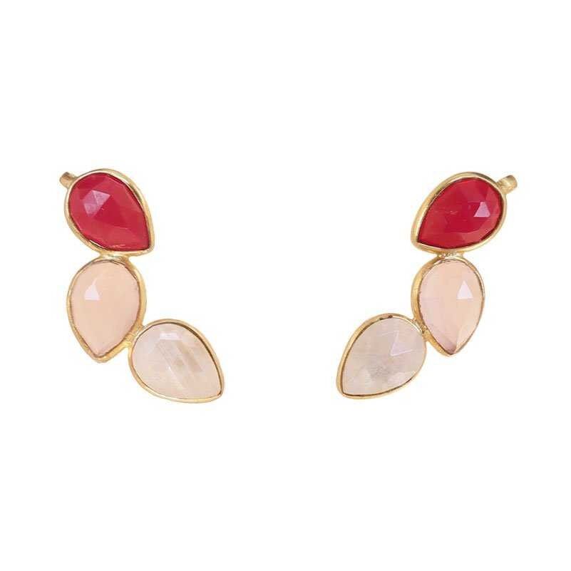 Orecchini Judit Climbing fucsia, rosa chiaro e bianco