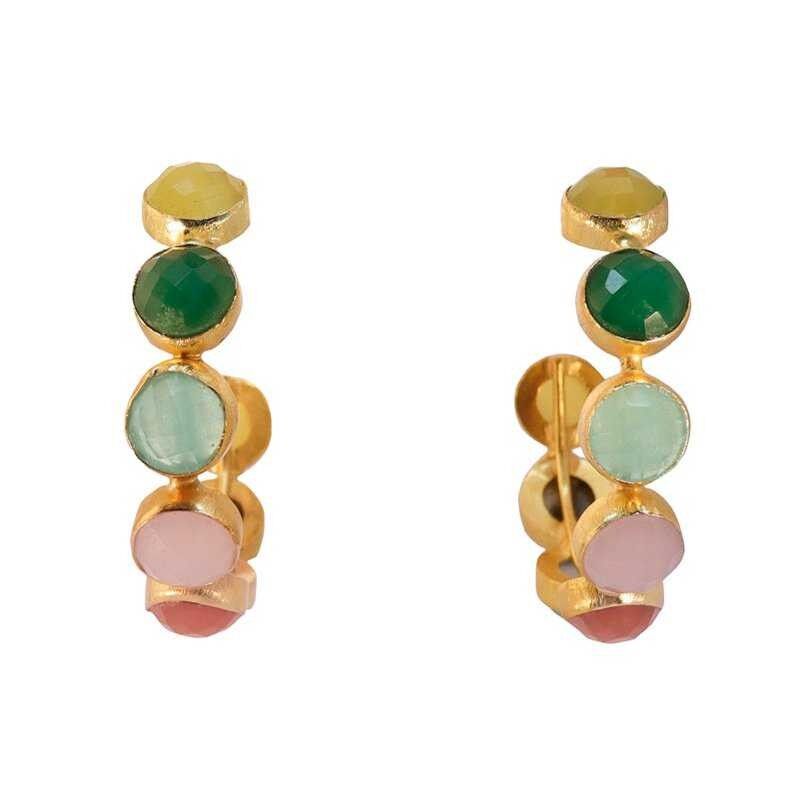 Orecchini a cerchio con sfera multicolor