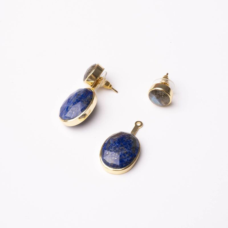 Orecchini rupia staccabili Ed. Labradorite e lapis blu limitati