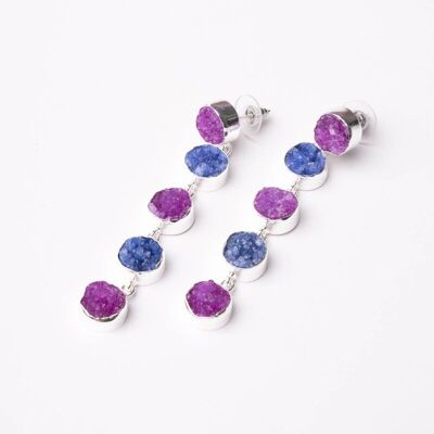 Boucles d'oreilles Tolède Ed. Bougainvilliers argentés et bleus limités
