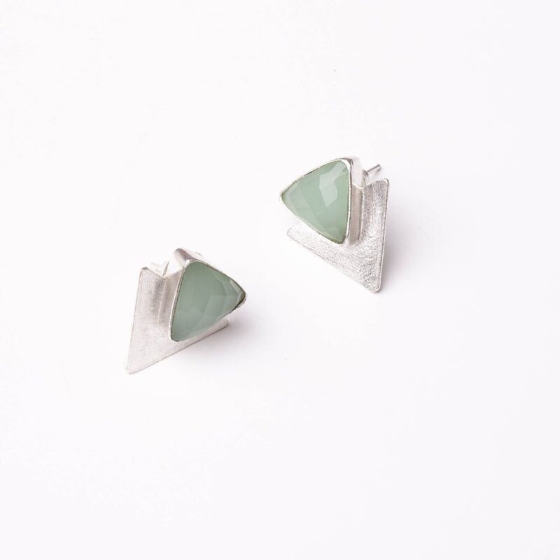 Orecchini Tangram Ed. Argento verde acqua limitato