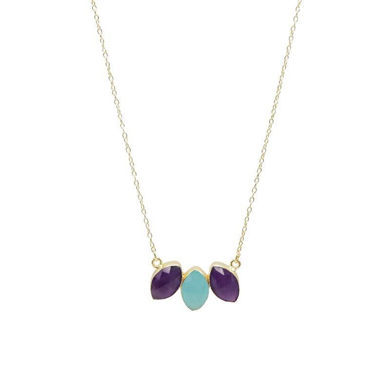 Ciondolo Ziba con ametista viola e blu acqua