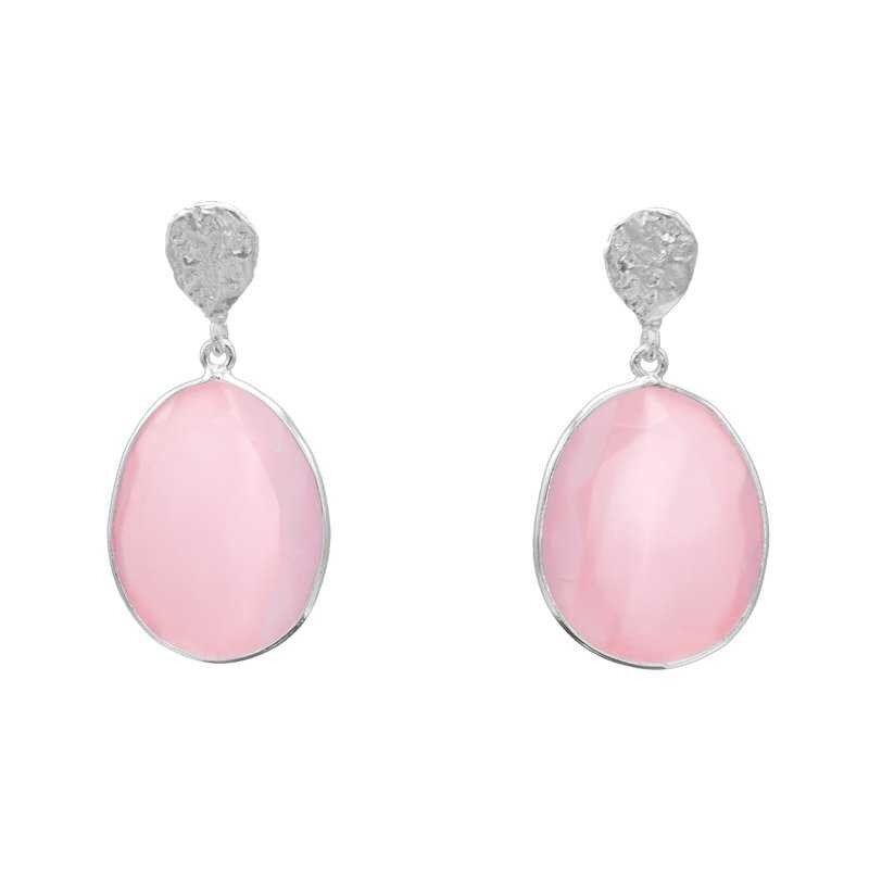 Karamell-Silberohrringe in Dunkelrosa