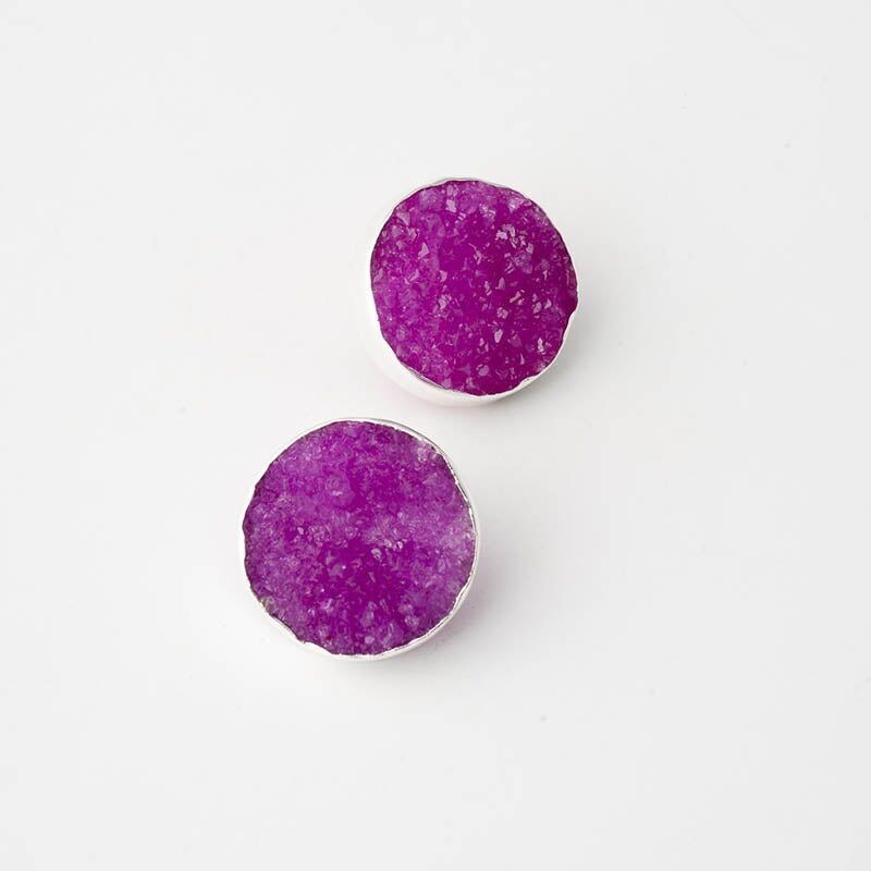 Ed Bouton Ohrringe. Limitiertes Silber-Fuchsia