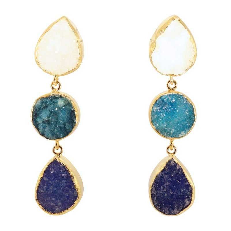 Weiße und blaue Mademoiselle-Ohrringe