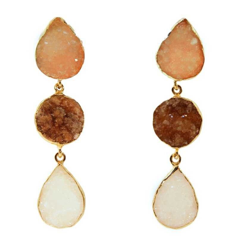 Mademoiselle Ohrringe in Orange, Braun und Weiß