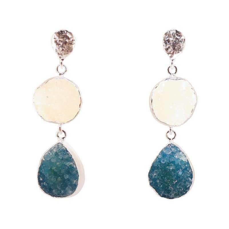 Orecchini Acanthus Argento Bianco e Turchese