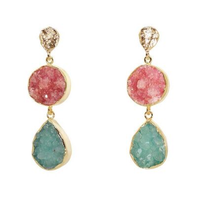 Boucles d'oreilles Acanthe orange et verte