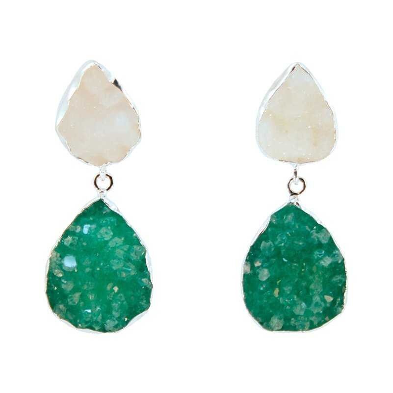 Notredame-Ohrringe aus Silber in Weiß und Grün