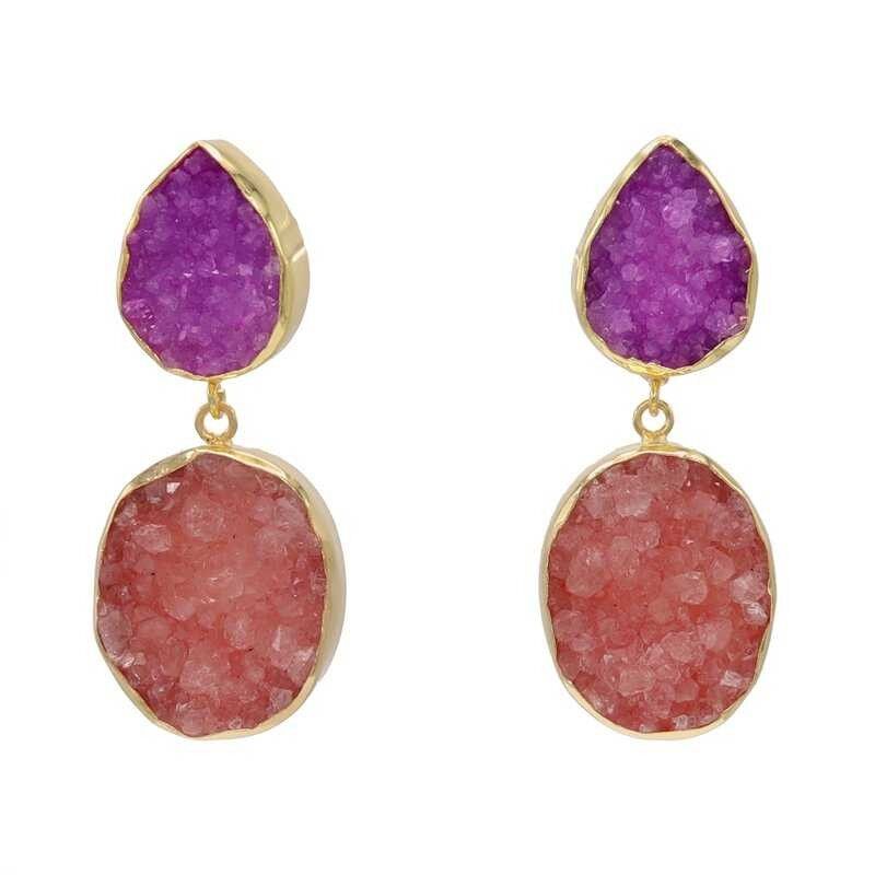 Fuchsia Mo und Orange Gastohrringe