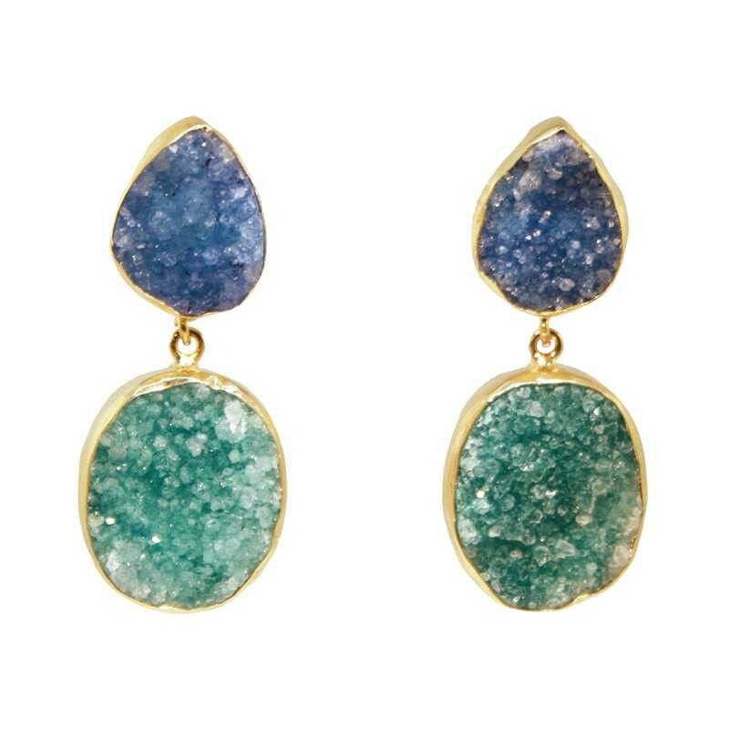 Türkisblaue und grüne Gastohrringe