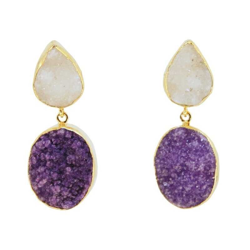 Weiße und lila Gastohrringe