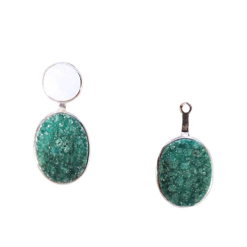 Orecchini rupia staccabili in argento bianco e verde