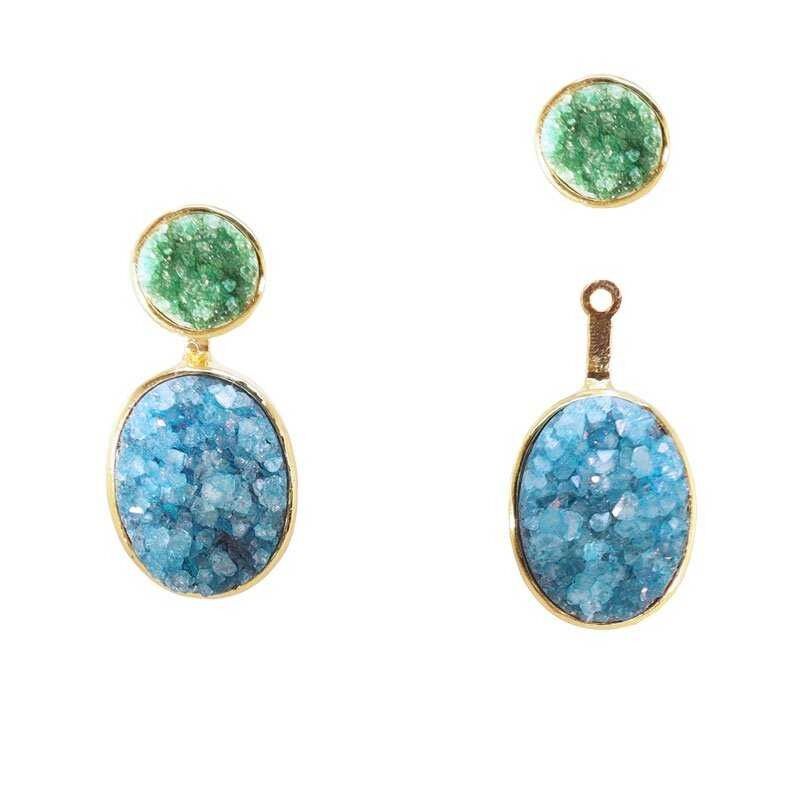 Grüne und türkisfarbene abnehmbare Rupien-Ohrringe