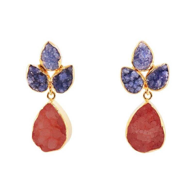 Orecchini in salice blu e arancione